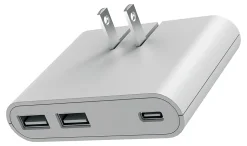 iHome Ultra Boost AC Pro 30W 3-Port Slim Wall Charger, White