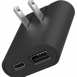 iHome Ultra Boost AC Pro 18W 2-Port Slim Wall Charger, Black