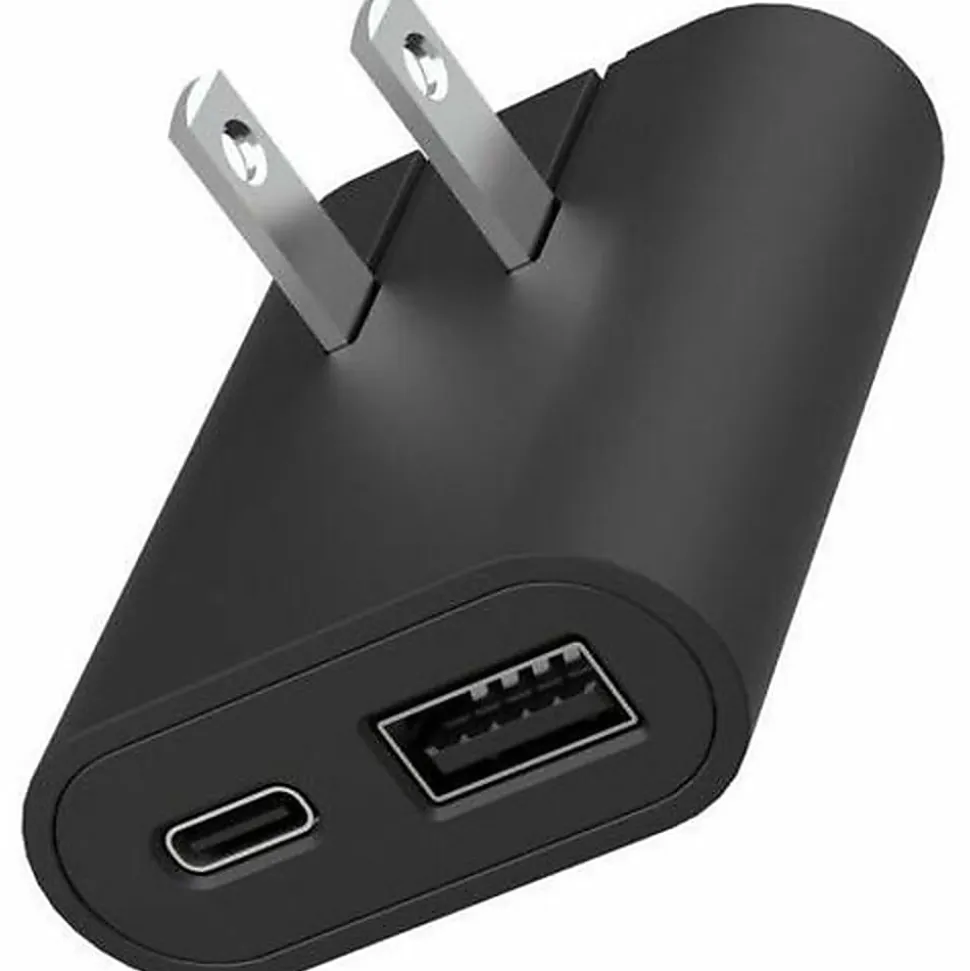 iHome Ultra Boost AC Pro 18W 2-Port Slim Wall Charger, Black