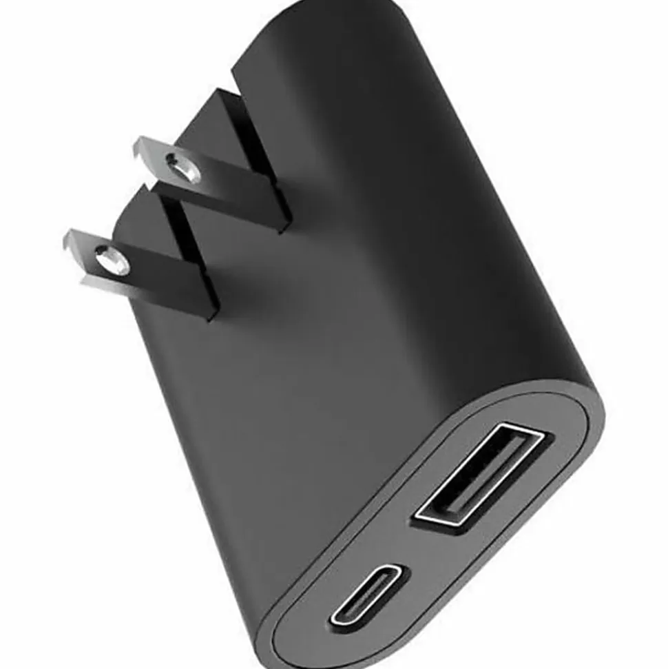 iHome Ultra Boost AC Pro 18W 2-Port Slim Wall Charger, Black