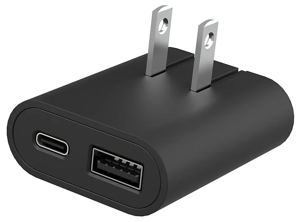 iHome Ultra Boost AC Pro 18W 2-Port Slim Wall Charger, Black