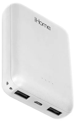 iHome Ultra-Compact 10,000mAh Power Bank, White