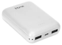 iHome Ultra-Compact 10,000mAh Power Bank, White