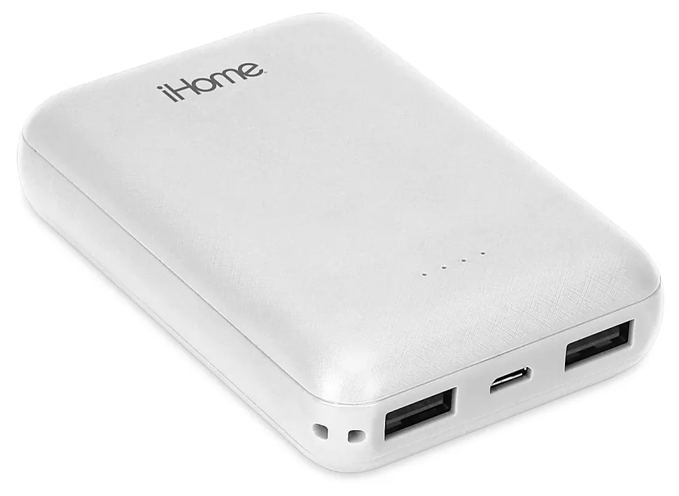 iHome Ultra-Compact 10,000mAh Power Bank, White