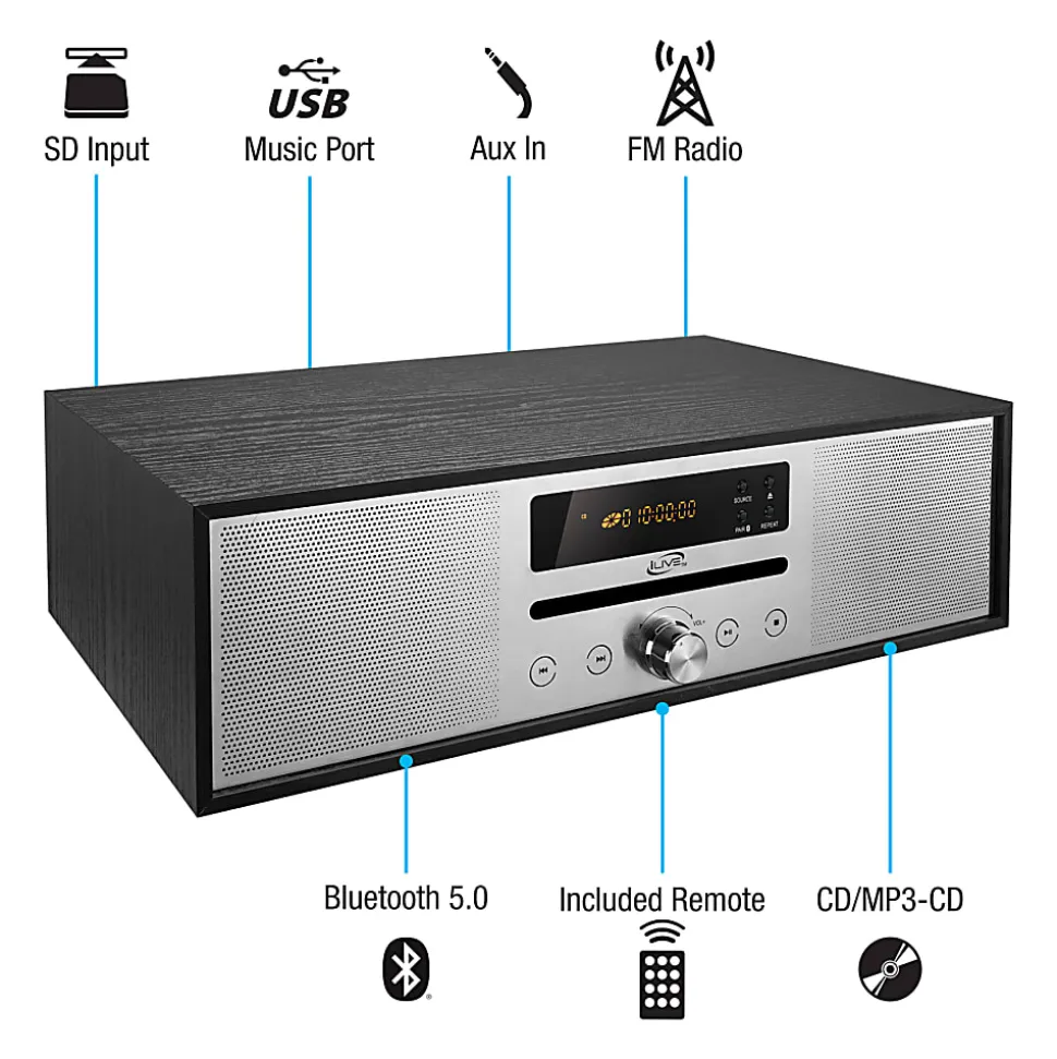 iLive 2-Channel Bluetooth Home Music System With FM Radio And Remote Control