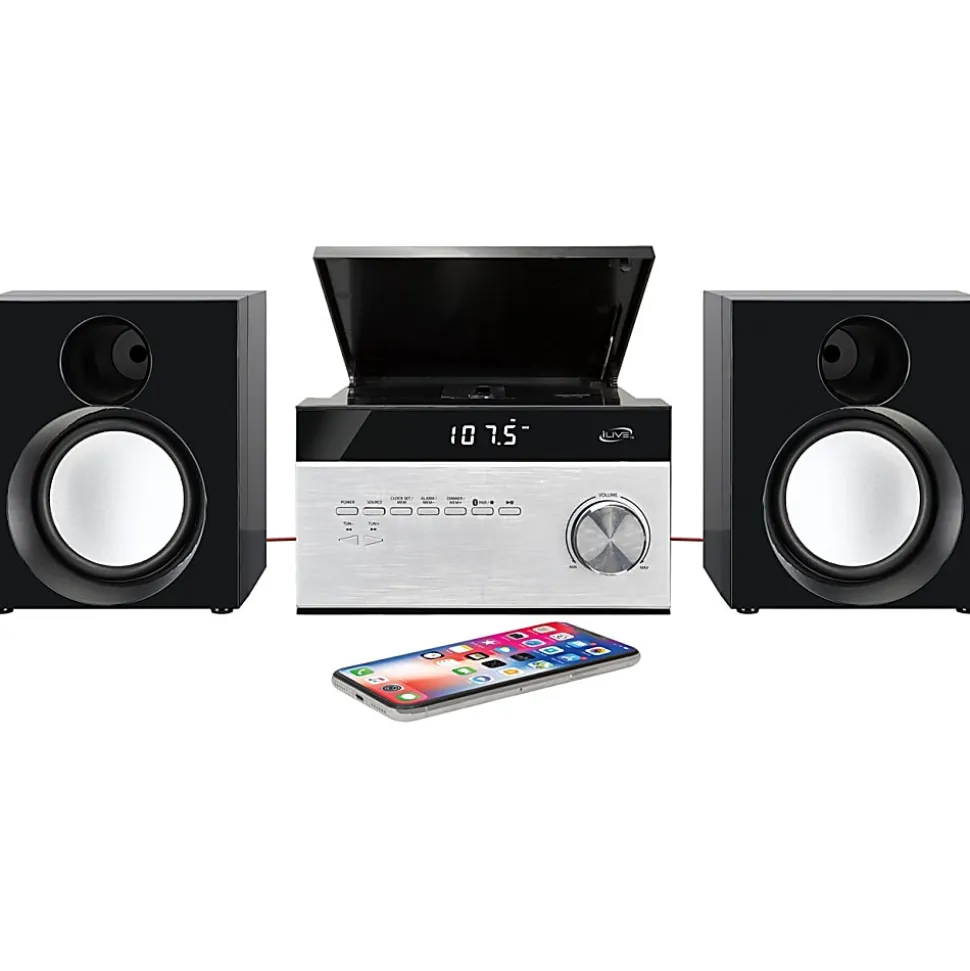 iLive Electronics Home Music System With Bluetooth®, 4.13"H x 7.6"W x 7.1"D