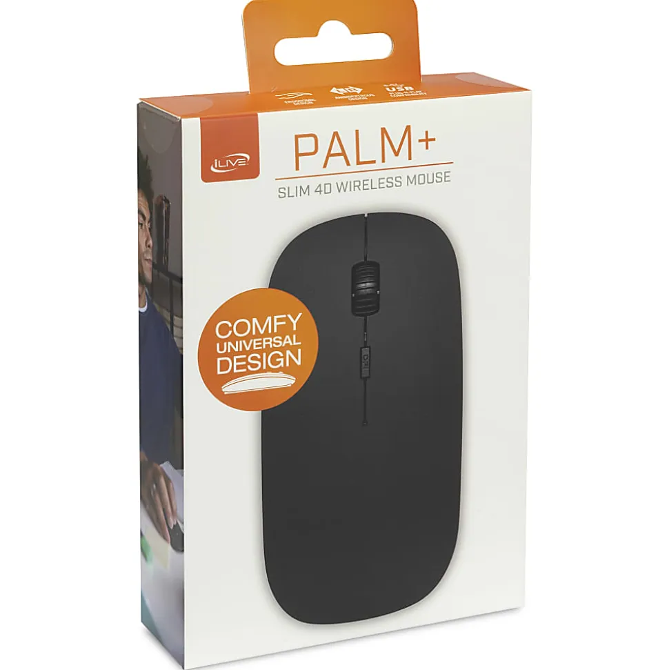 iLive Palm+ 4D Wireless Mouse, Full Size, Black, IAMW13B