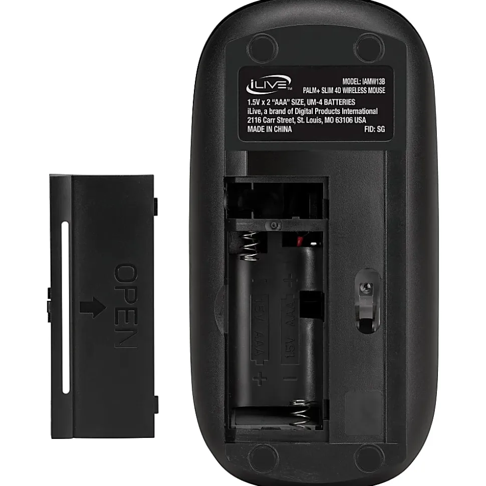 iLive Palm+ 4D Wireless Mouse, Full Size, Black, IAMW13B