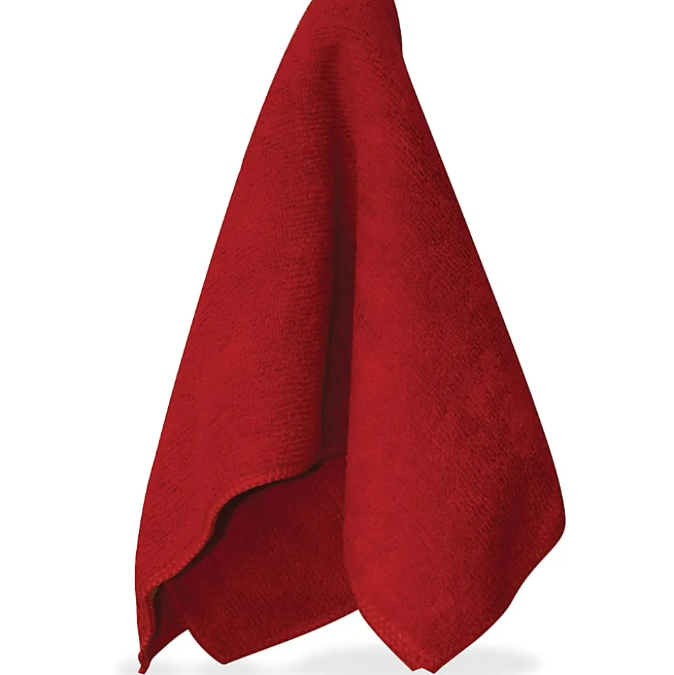 Impact Red Microfiber Cleaning Cloths - For Multipurpose - 16" Length x 16" Width - Recommended For: Dust Remover, Dirt Remover - Red - 12 / Bag