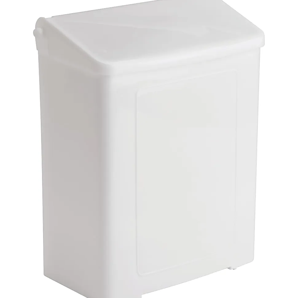 Impact Safe-Use Wall Mountable Sanitary Napkin Receptacle, 10-5/8"H, 9"W x 4-5/8"D, White