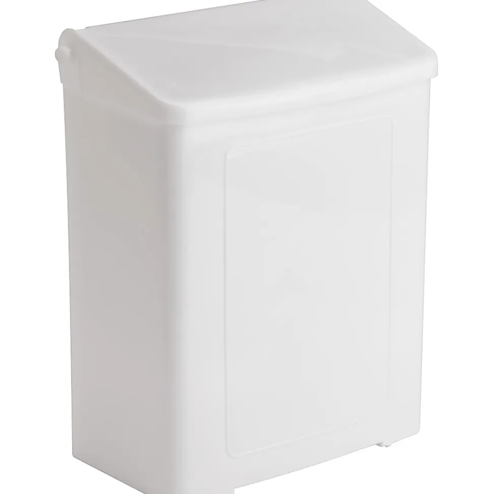 Impact Safe-Use Wall Mountable Sanitary Napkin Receptacle, 10-5/8"H, 9"W x 4-5/8"D, White