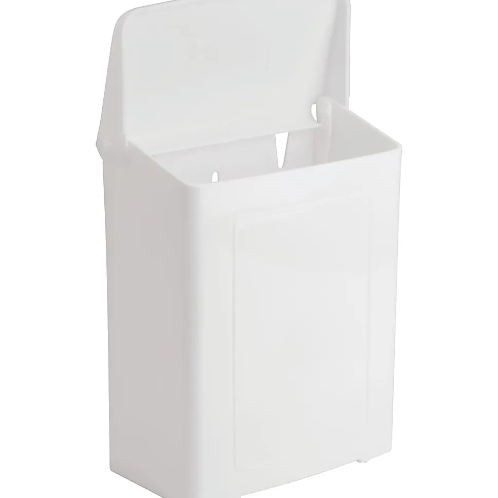 Impact Safe-Use Wall Mountable Sanitary Napkin Receptacle, 10-5/8"H, 9"W x 4-5/8"D, White