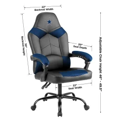 Imperial Adjustable Oversized Vinyl High-Back Office Task Chair, NFL Dallas Cowboys, Black/Blue