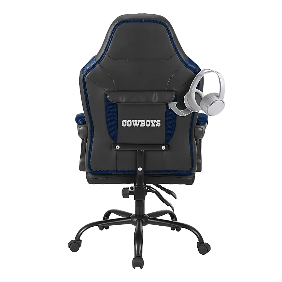 Imperial Adjustable Oversized Vinyl High-Back Office Task Chair, NFL Dallas Cowboys, Black/Blue