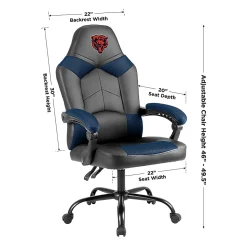 Imperial Adjustable Oversized Vinyl High-Back Office Task Chair, NFL Chicago Bears, Black/Blue