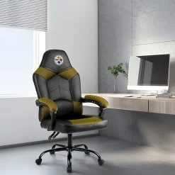 Imperial Adjustable Oversized Vinyl High-Back Office Task Chair, NFL Pittsburgh Steelers, Black/Yellow