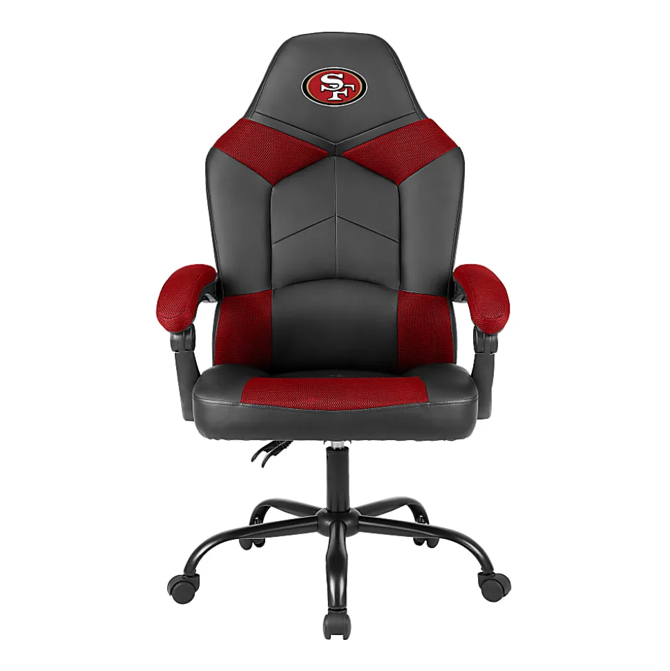 Imperial Adjustable Oversized Vinyl High-Back Office Task Chair, NFL San Francisco 49ers, Black/Red