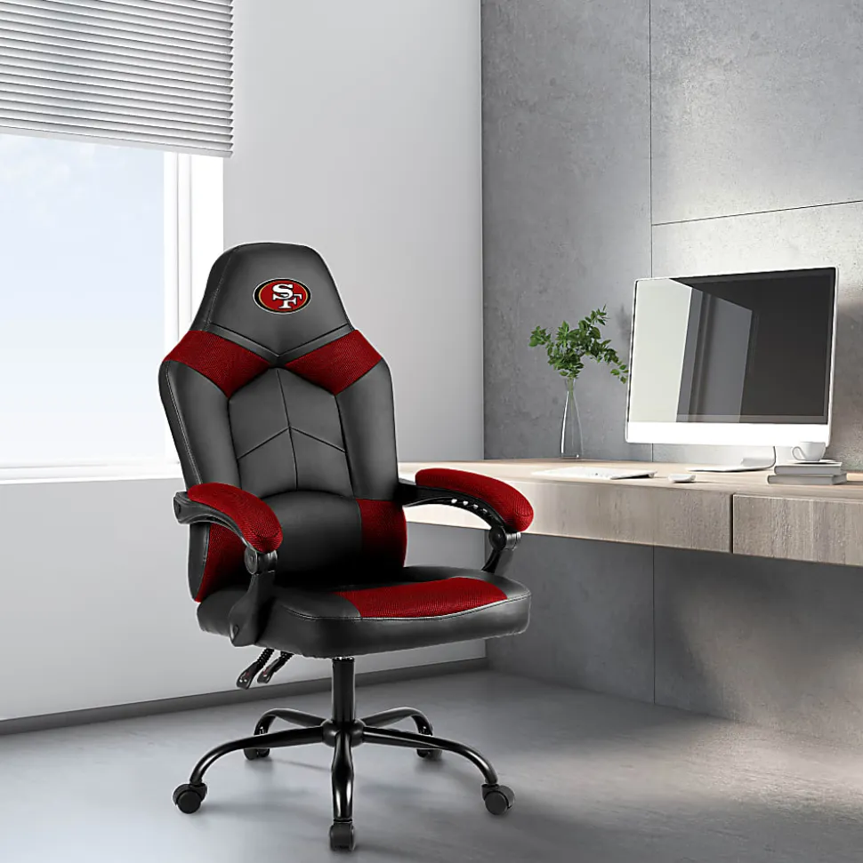 Imperial Adjustable Oversized Vinyl High-Back Office Task Chair, NFL San Francisco 49ers, Black/Red