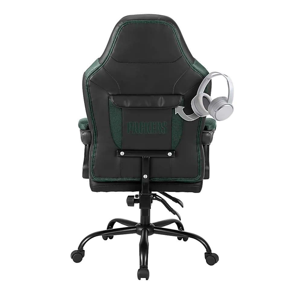 Imperial Adjustable Oversized Vinyl High-Back Office Task Chair, NFL Green Bay Packers, Black/Green