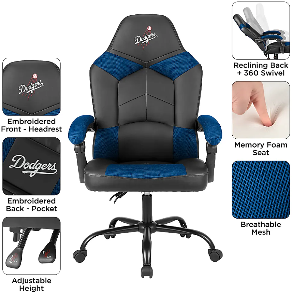 Imperial MLB Adjustable Oversized Vinyl High-Back Office Task Chair, LA Dodgers