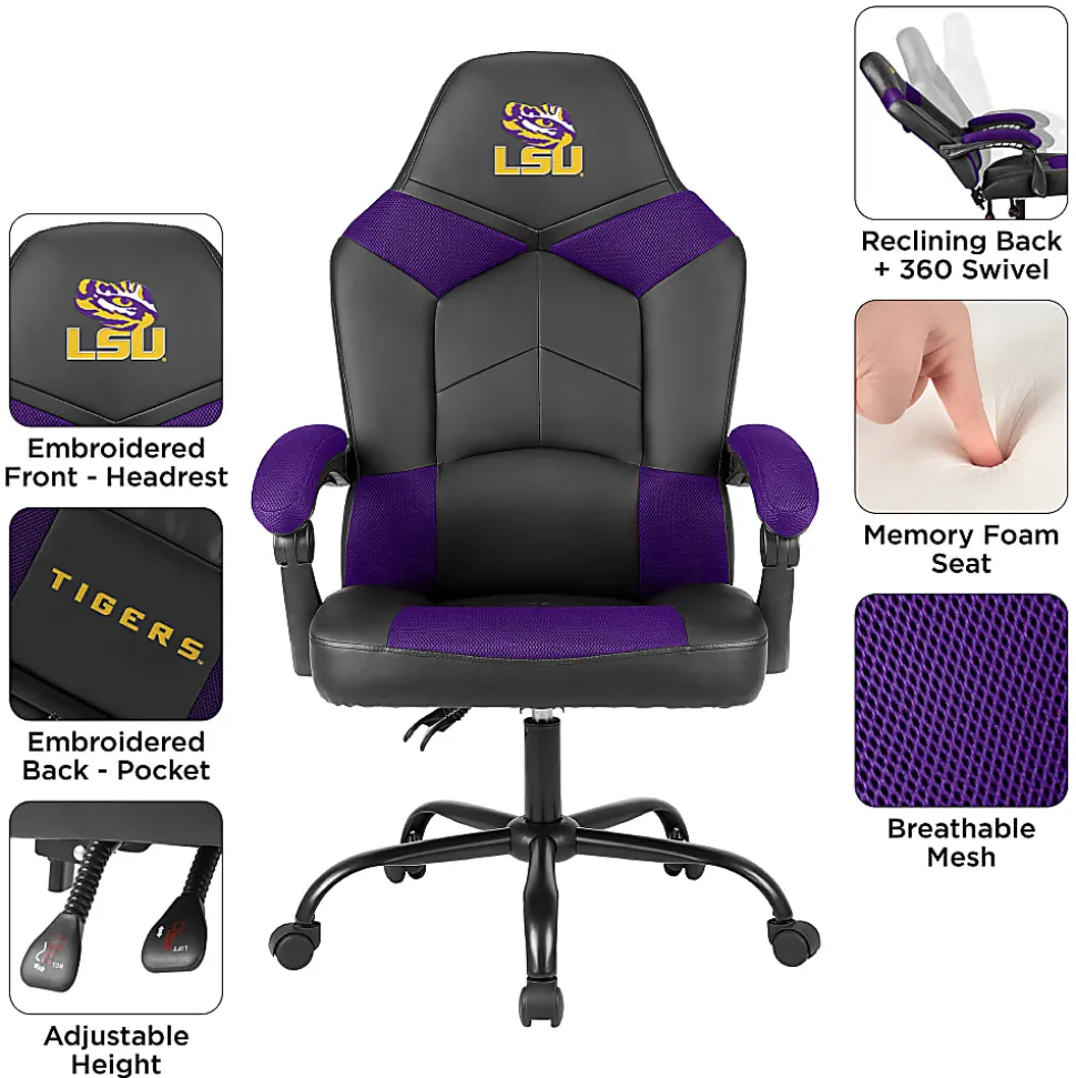 Imperial NCAA Adjustable Oversized Vinyl High-Back Office Task Chair, Louisiana State University