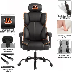 Imperial NFL Champ Ergonomic Faux Leather Computer Gaming Chair, Cincinnati Bengals