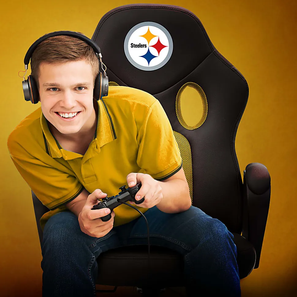 Imperial NFL Vision Faux Leather/Mesh High-Back Computer Gaming Chair, Pittsburgh Steelers