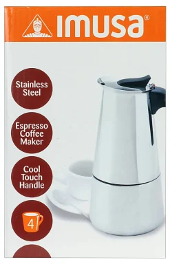 IMUSA 4-Cup Stovetop Espresso Maker, Silver, Total Qty 1
