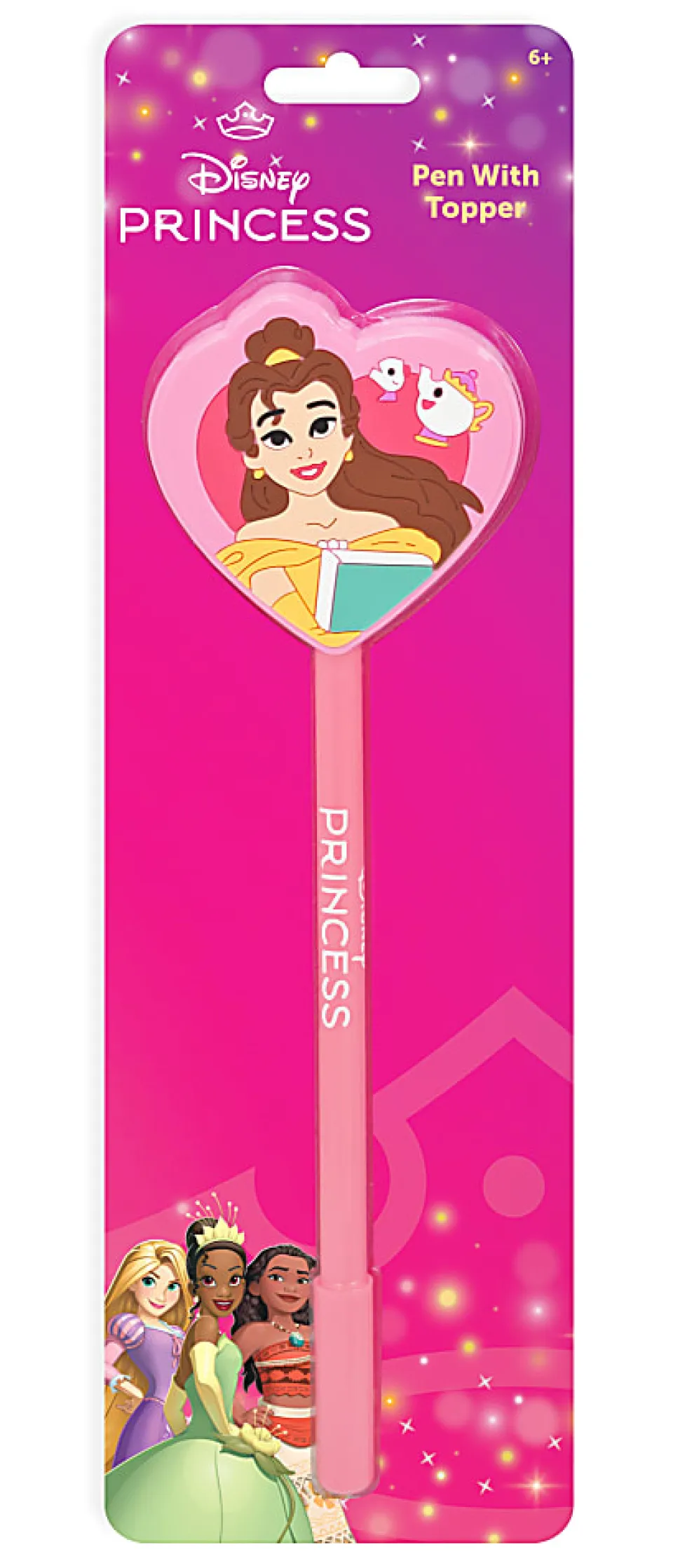 Innovative Designs 2D Licensed Topper Ballpoint Pen, Medium Point, 0.7 mm, Pink/Blue, Disney Princess