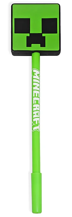 Innovative Designs 2D Licensed Topper Ballpoint Pen, Medium Point, 0.7 mm, Green/Blue, Minecraft