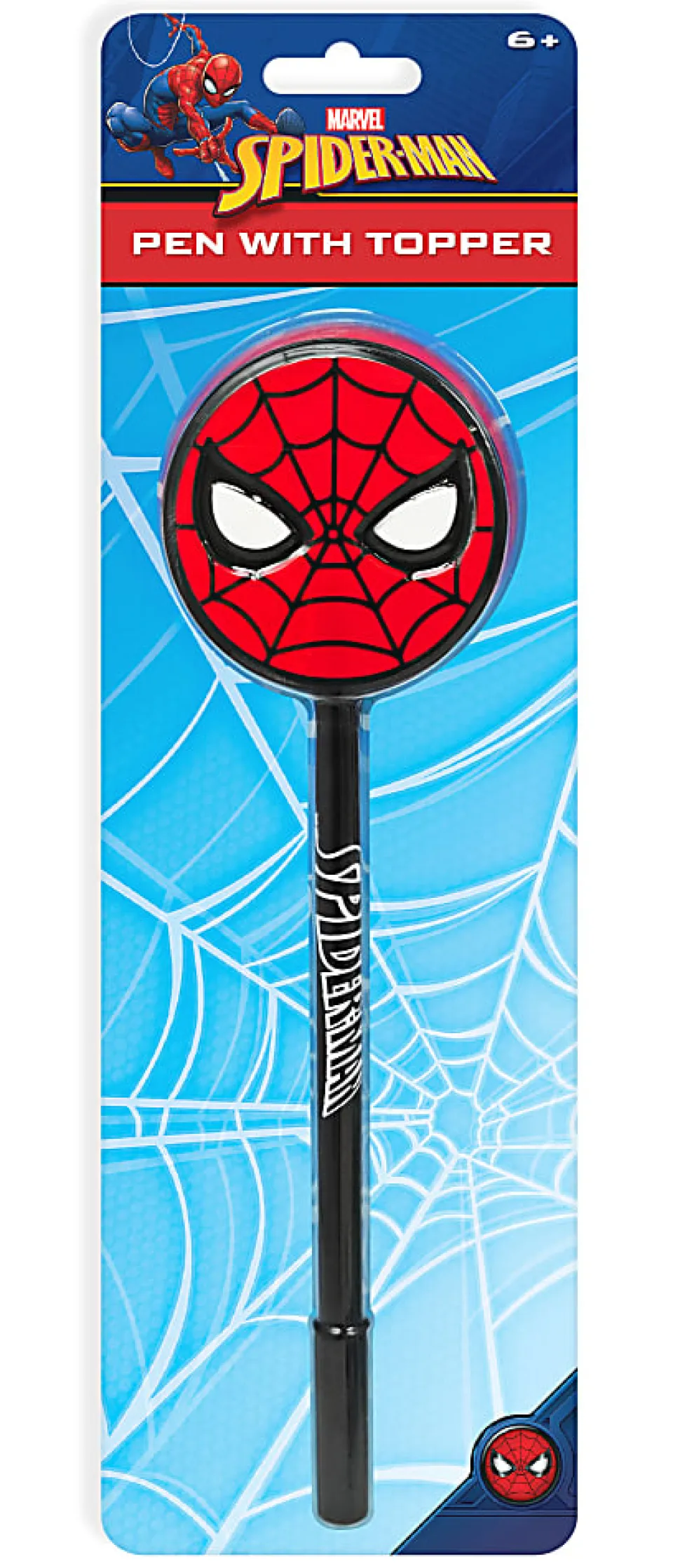 Innovative Designs 2D Licensed Topper Ballpoint Pen, Medium Point, 0.7 mm, Black/Blue, Spiderman