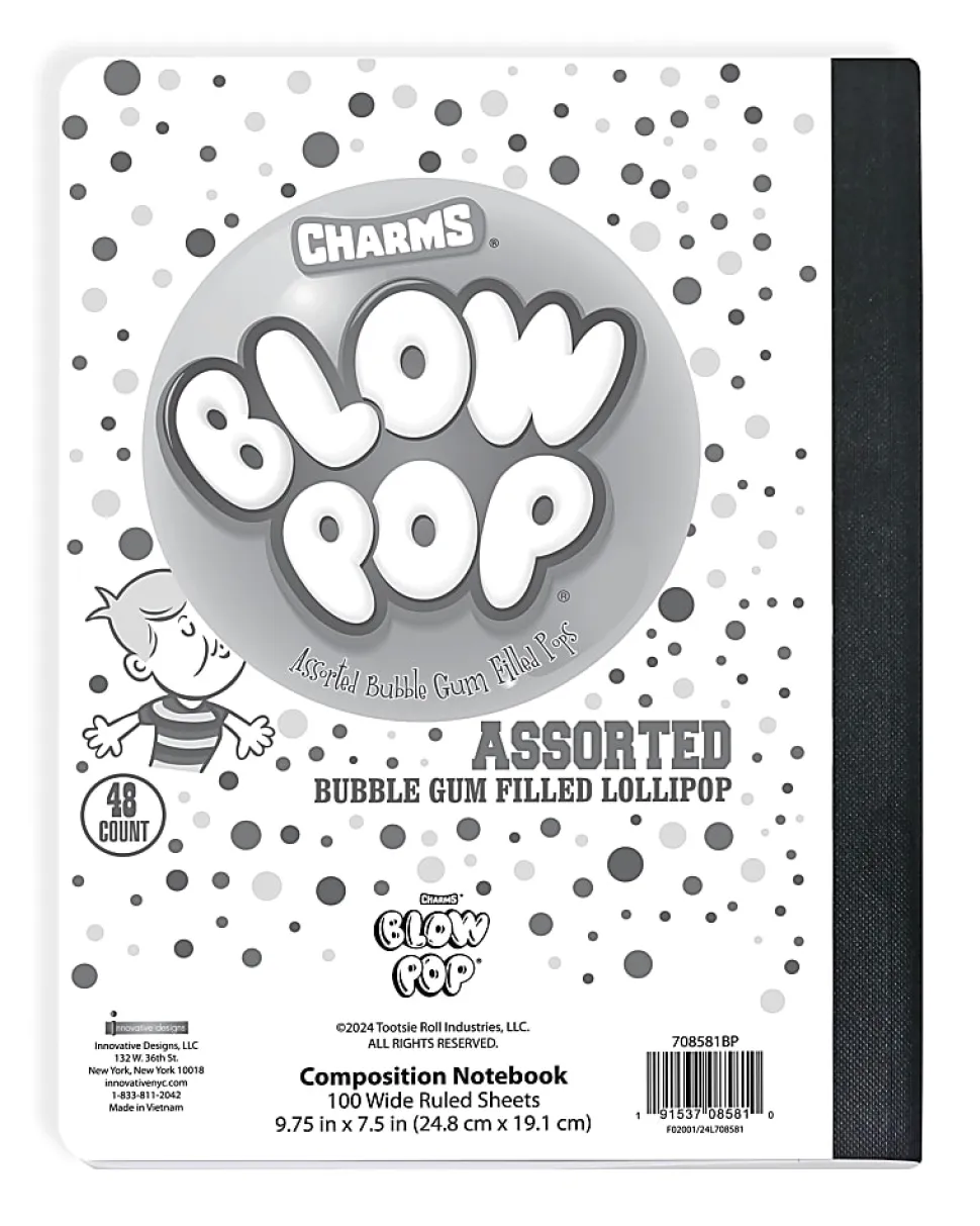 Innovative Designs Licensed Composition Notebook, 7-1/2” x 9-3/4”, Single Subject, Wide Ruled, 100 Sheets, Blow Pop