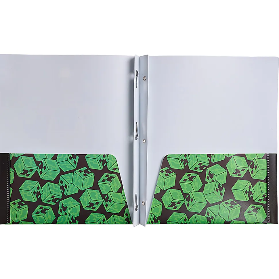 Innovative Designs Licensed Poly Folder, 3 Prongs, 2-Pockets, 11.62" x 9.5", Minecraft, Quantity 1