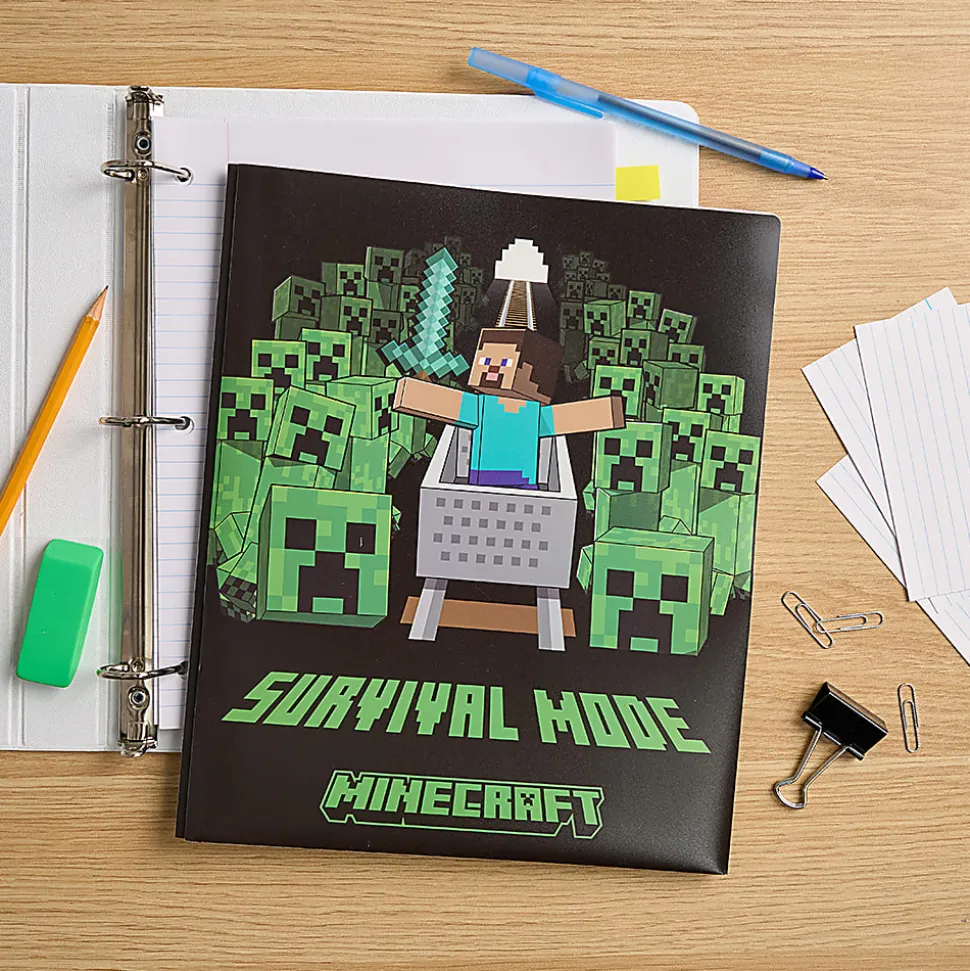 Innovative Designs Licensed Poly Folder, 3 Prongs, 2-Pockets, 11.62" x 9.5", Minecraft, Quantity 1