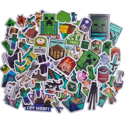 Innovative Designs Licensed Vinyl Decal Stickers, 100 Count, Minecraft, Quantity 1 Pack