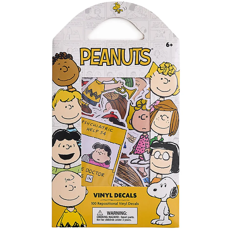 Innovative Designs Licensed Vinyl Decal Stickers, 100 Count, Peanuts, Quantity 1 Pack, 721187PEAOD