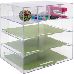 Innovative Storage Designs Desktop Organizer, 6 Compartments, Clear