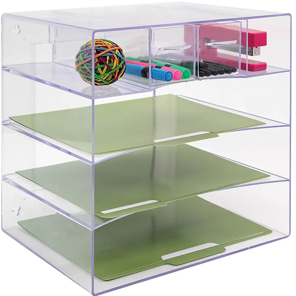 Innovative Storage Designs Desktop Organizer, 6 Compartments, Clear