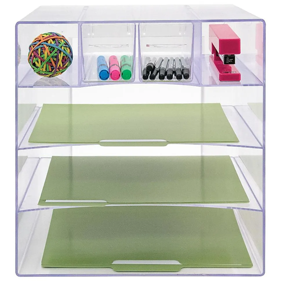 Innovative Storage Designs Desktop Organizer, 6 Compartments, Clear