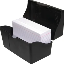 Innovative Storage Designs Plastic Card File, 300-Card Capacity, Black