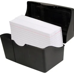 Innovative Storage Designs Plastic Card File, 350-Card Capacity, Black