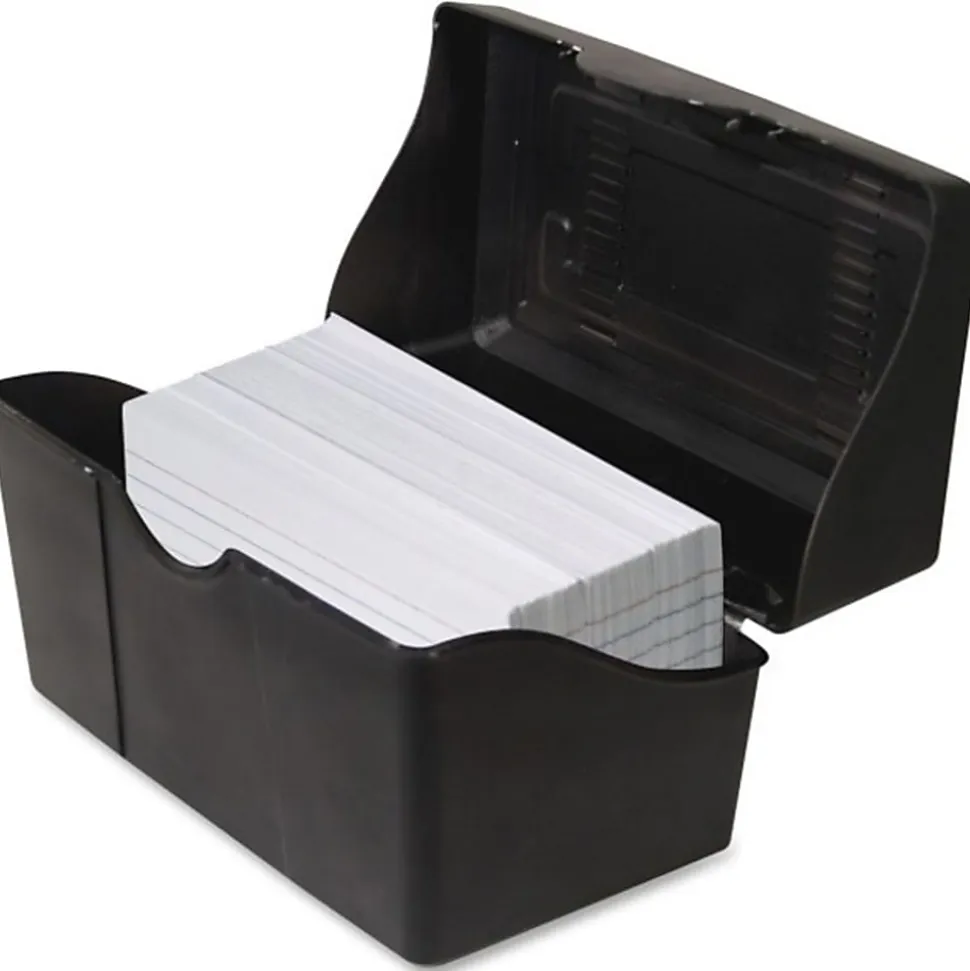 Innovative Storage Designs Plastic Card File, 3" x 5", 250-Card Capacity, Black