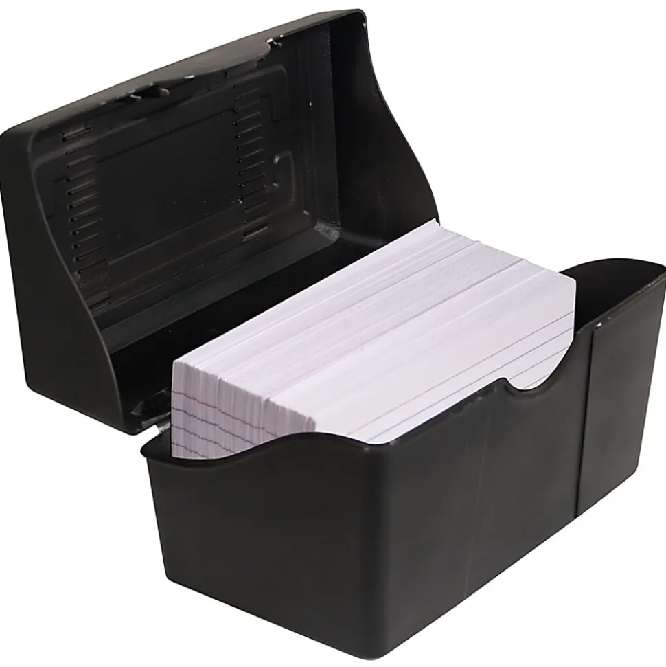 Innovative Storage Designs Plastic Card File, 3" x 5", 250-Card Capacity, Black