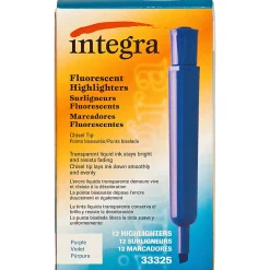 Integra Chisel Desk Liquid Highlighters - Chisel Marker Point Style - Purple - 1 Dozen