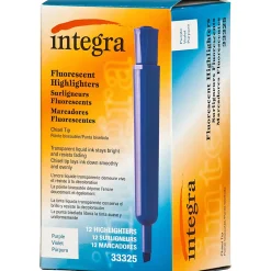 Integra Chisel Desk Liquid Highlighters - Chisel Marker Point Style - Purple - 1 Dozen