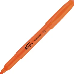 Integra Pen Style Fluorescent Highlighters - Chisel Marker Point Style - Fluorescent Orange - 12 / Dozen