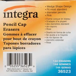 Integra Pink Pencil Cap Eraser - Lead Pencil - Wedge - Latex-free - 144/Box - Pink