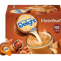 International Delight Hazelnut Liquid Creamer Singles - Hazelnut Flavor - 0.50 fl oz (15 mL) - 192/Carton
