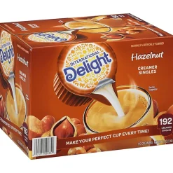 International Delight Hazelnut Liquid Creamer Singles - Hazelnut Flavor - 0.50 fl oz (15 mL) - 192/Carton
