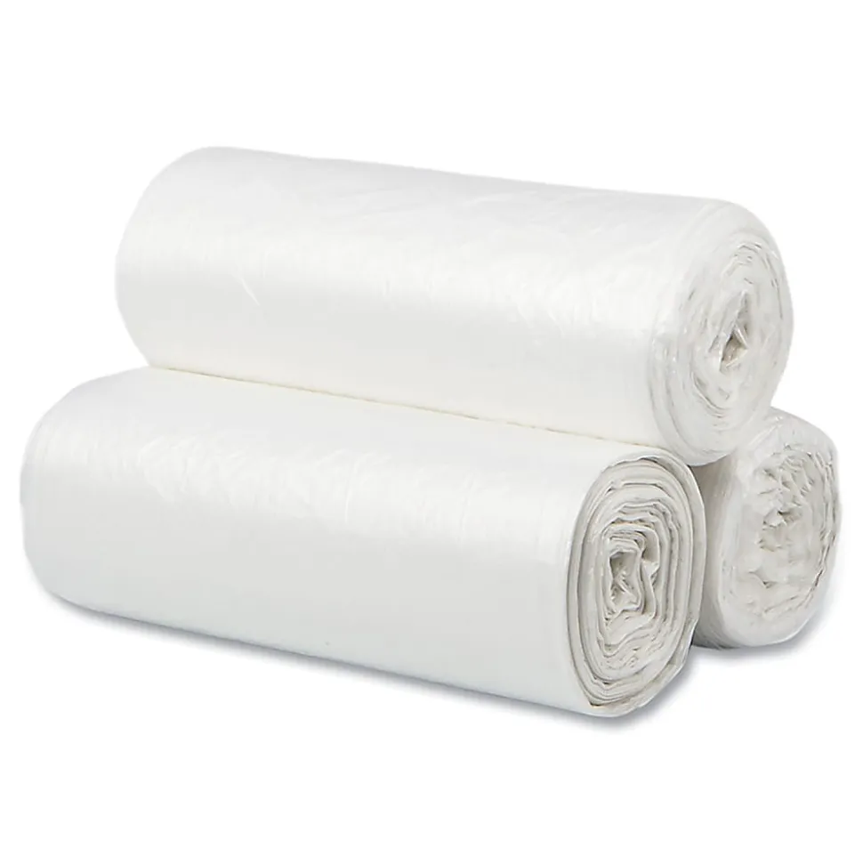 Interplast Group High Density Commercial Can Liners, 10 gal, 0.2mil, 5 mic, 24" x 24", Natural, Perforated Roll, 50 Bags/Roll, 20 Rolls/Carton